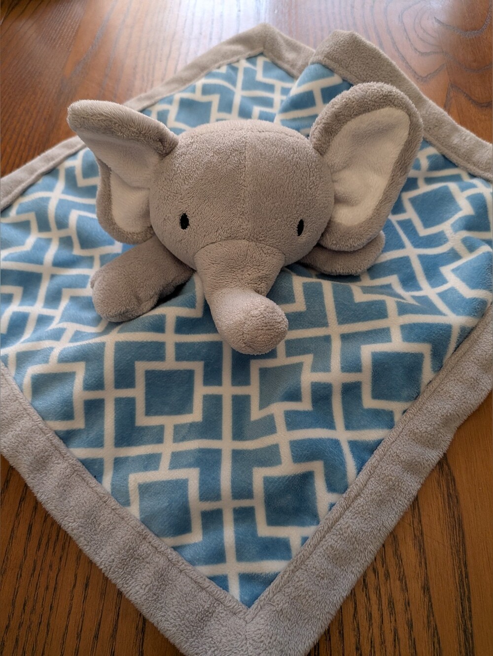 LEVTEX Blue Gray White Elephant Security Blanket Plush Baby lovey Nunu Soother